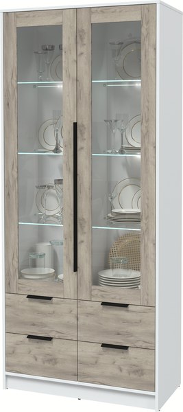 Шкаф с витриной Интерлиния Концепт КТ-ШВ2 с подсветкой