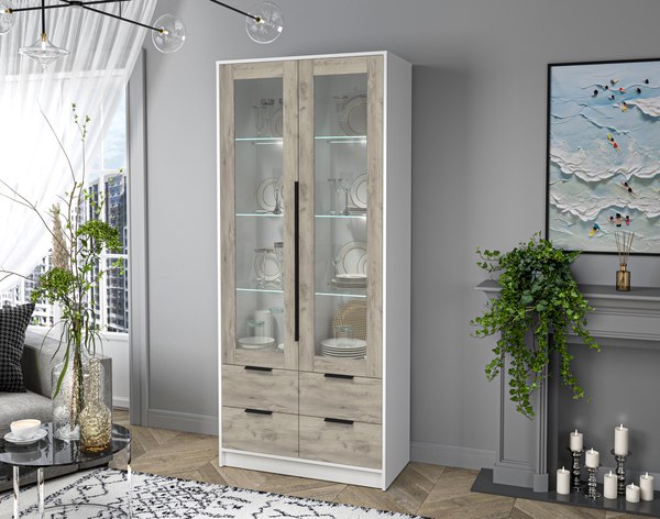 Шкаф с витриной Интерлиния Концепт КТ-ШВ2 с подсветкой