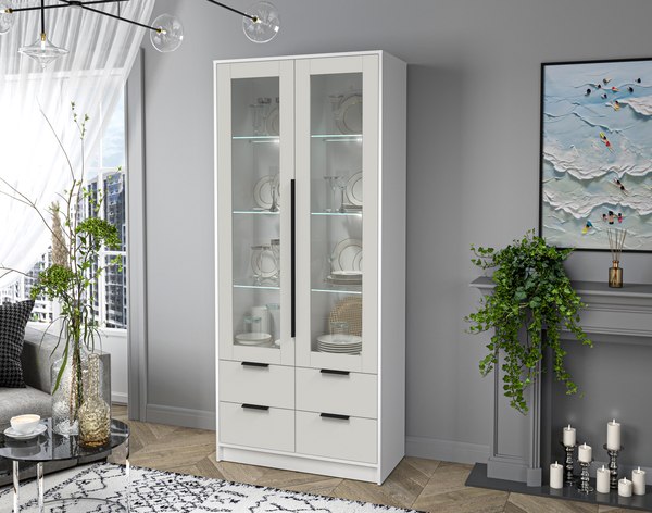 Шкаф с витриной Интерлиния Концепт КТ-ШВ2 с подсветкой