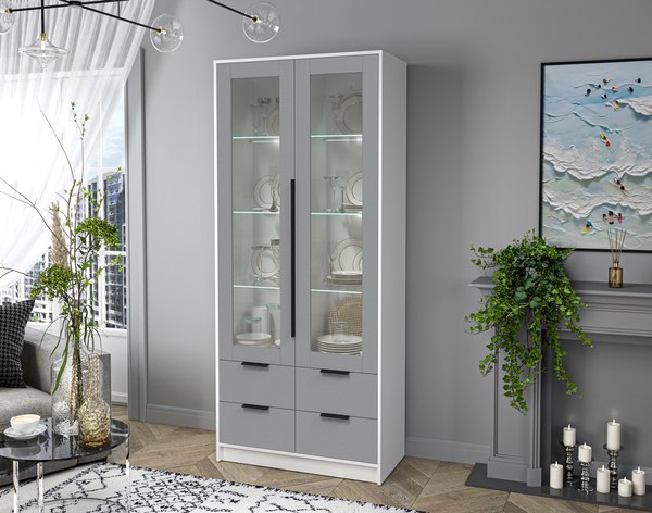 Шкаф с витриной Интерлиния Концепт КТ-ШВ2 с подсветкой