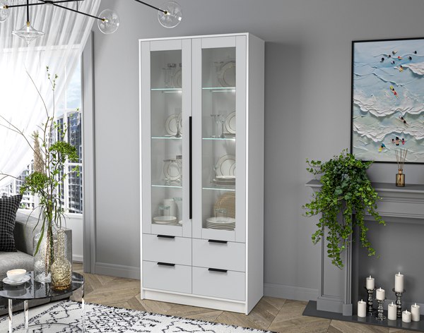 Шкаф с витриной Интерлиния Концепт КТ-ШВ2 с подсветкой