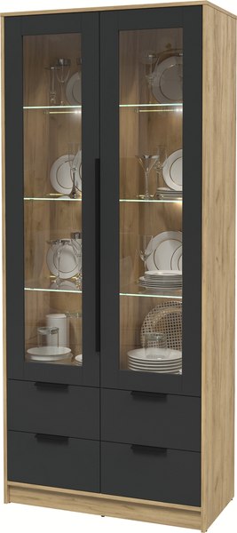 Шкаф с витриной Интерлиния Концепт КТ-ШВ2 с подсветкой