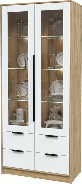 Шкаф с витриной Интерлиния Концепт КТ-ШВ2 с подсветкой