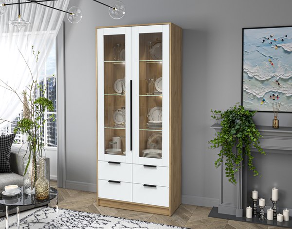 Шкаф с витриной Интерлиния Концепт КТ-ШВ2 с подсветкой