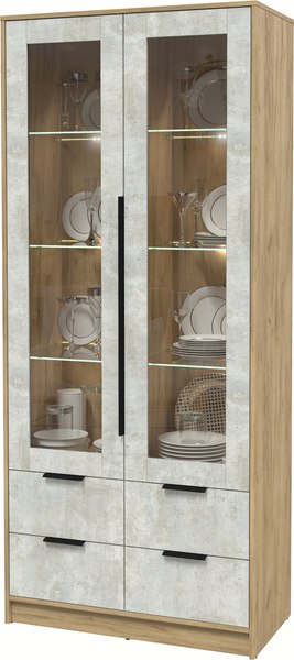 Шкаф с витриной Интерлиния Концепт КТ-ШВ2 с подсветкой