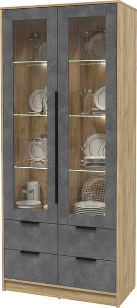 Шкаф с витриной Интерлиния Концепт КТ-ШВ2 с подсветкой