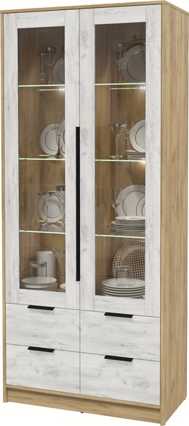 Шкаф с витриной Интерлиния Концепт КТ-ШВ2 с подсветкой