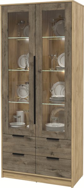 Шкаф с витриной Интерлиния Концепт КТ-ШВ2 с подсветкой