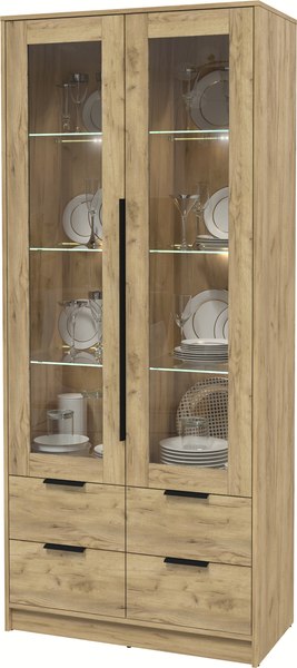 Шкаф с витриной Интерлиния Концепт КТ-ШВ2 с подсветкой