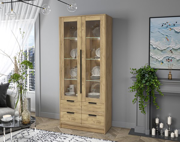 Шкаф с витриной Интерлиния Концепт КТ-ШВ2 с подсветкой