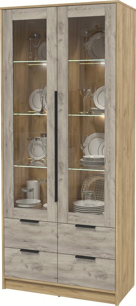 Шкаф с витриной Интерлиния Концепт КТ-ШВ2 с подсветкой