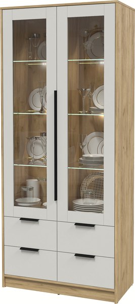 Шкаф с витриной Интерлиния Концепт КТ-ШВ2 с подсветкой