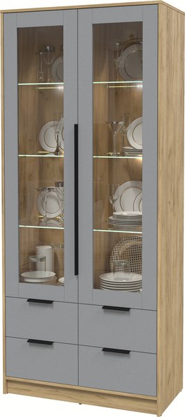 Шкаф с витриной Интерлиния Концепт КТ-ШВ2 с подсветкой