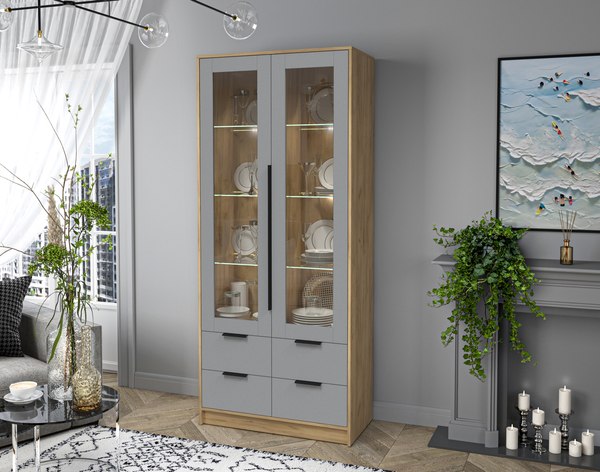 Шкаф с витриной Интерлиния Концепт КТ-ШВ2 с подсветкой