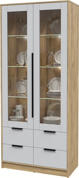 Шкаф с витриной Интерлиния Концепт КТ-ШВ2 с подсветкой