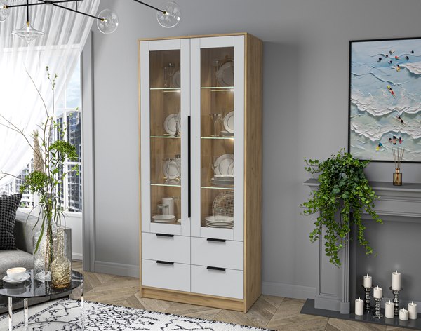 Шкаф с витриной Интерлиния Концепт КТ-ШВ2 с подсветкой