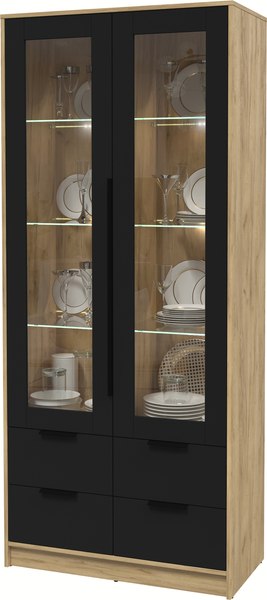 Шкаф с витриной Интерлиния Концепт КТ-ШВ2 с подсветкой