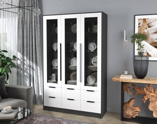 Шкаф с витриной Интерлиния Концепт КТ-ШВ3