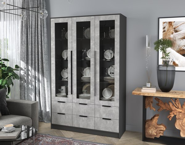 Шкаф с витриной Интерлиния Концепт КТ-ШВ3