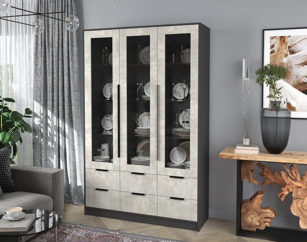 Шкаф с витриной Интерлиния Концепт КТ-ШВ3