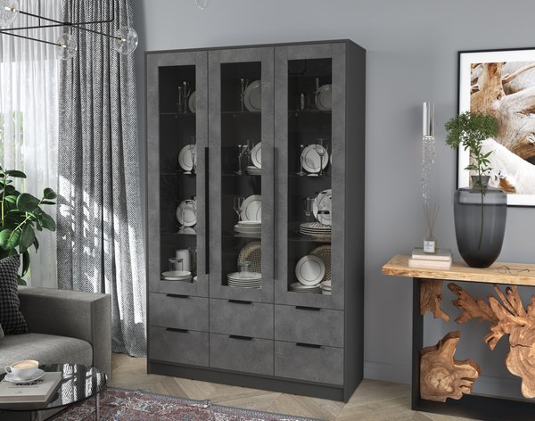 Шкаф с витриной Интерлиния Концепт КТ-ШВ3