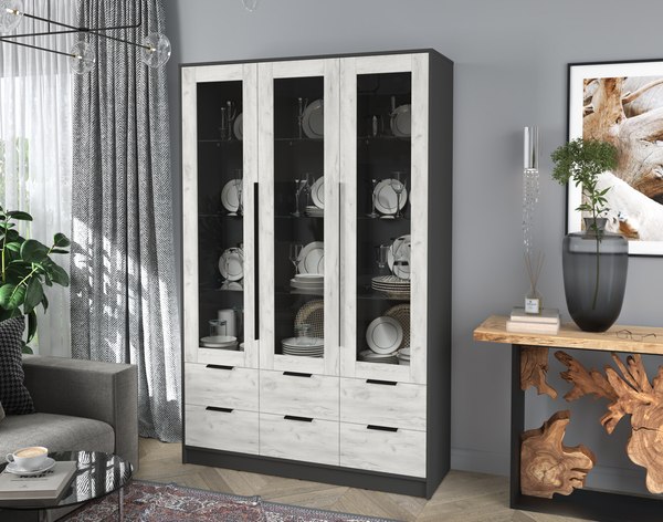 Шкаф с витриной Интерлиния Концепт КТ-ШВ3