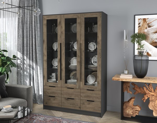 Шкаф с витриной Интерлиния Концепт КТ-ШВ3