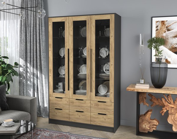 Шкаф с витриной Интерлиния Концепт КТ-ШВ3