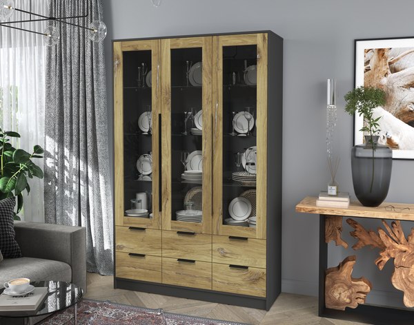 Шкаф с витриной Интерлиния Концепт КТ-ШВ3