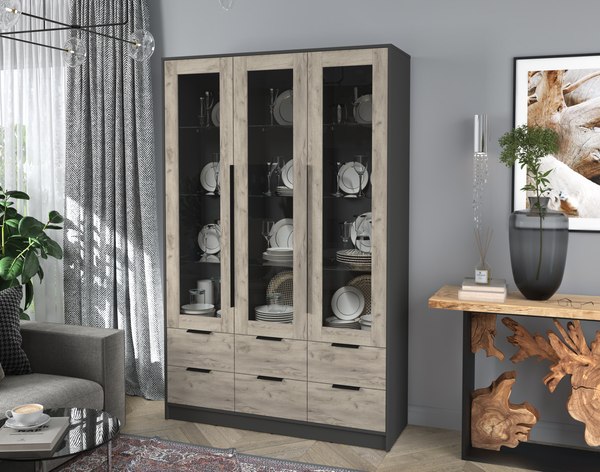 Шкаф с витриной Интерлиния Концепт КТ-ШВ3