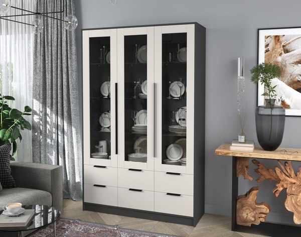 Шкаф с витриной Интерлиния Концепт КТ-ШВ3