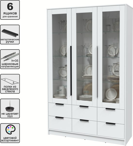 Шкаф с витриной Интерлиния Концепт КТ-ШВ3