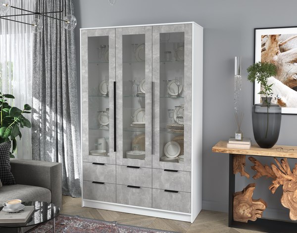 Шкаф с витриной Интерлиния Концепт КТ-ШВ3