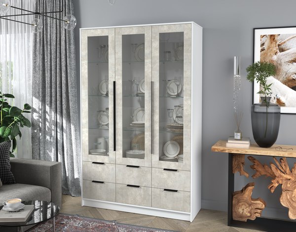 Шкаф с витриной Интерлиния Концепт КТ-ШВ3