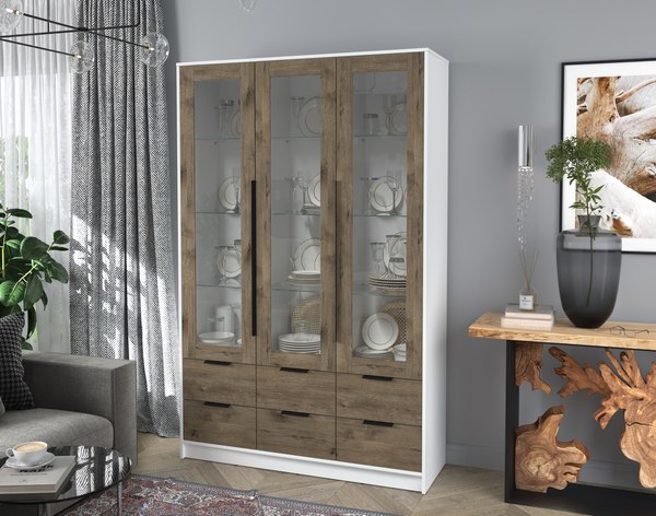 Шкаф с витриной Интерлиния Концепт КТ-ШВ3