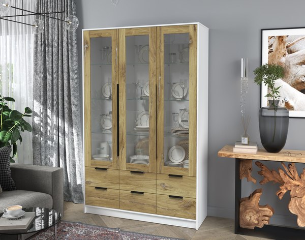 Шкаф с витриной Интерлиния Концепт КТ-ШВ3