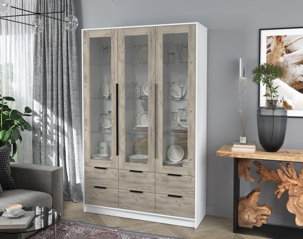 Шкаф с витриной Интерлиния Концепт КТ-ШВ3