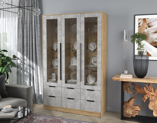 Шкаф с витриной Интерлиния Концепт КТ-ШВ3