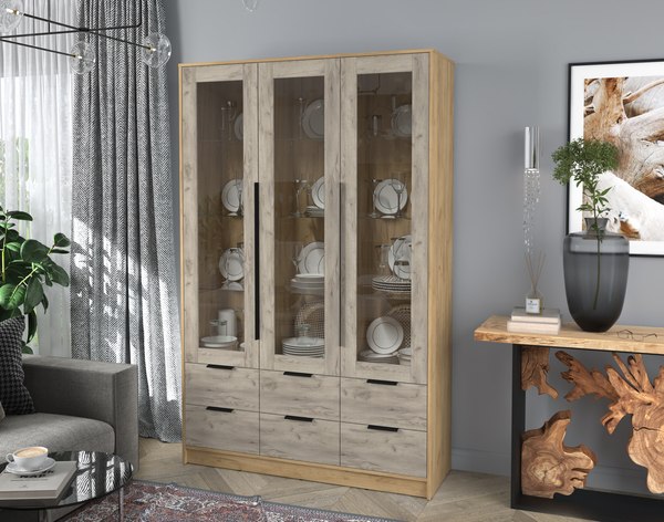 Шкаф с витриной Интерлиния Концепт КТ-ШВ3