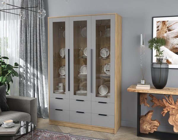 Шкаф с витриной Интерлиния Концепт КТ-ШВ3