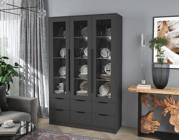 Шкаф с витриной Интерлиния Концепт КТ-ШВ3 с подсветкой