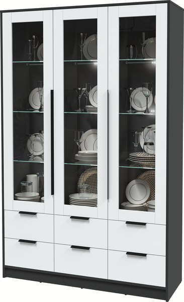 Шкаф с витриной Интерлиния Концепт КТ-ШВ3 с подсветкой