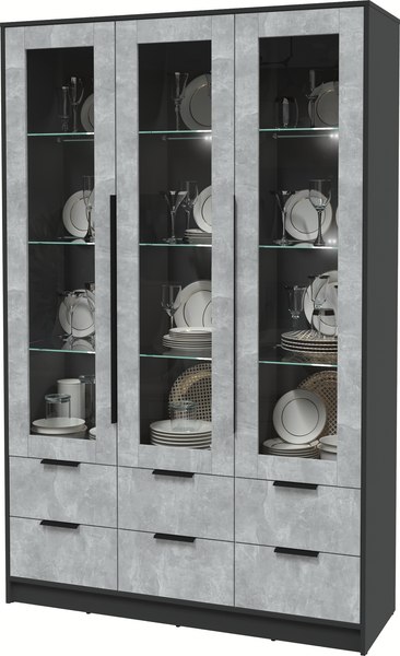 Шкаф с витриной Интерлиния Концепт КТ-ШВ3 с подсветкой