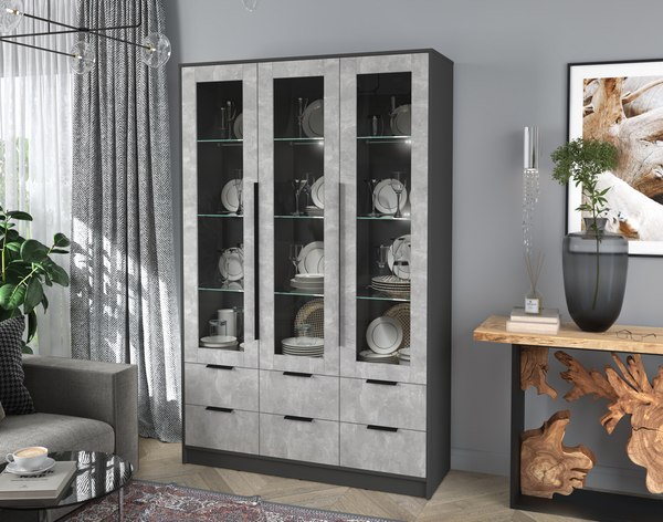 Шкаф с витриной Интерлиния Концепт КТ-ШВ3 с подсветкой