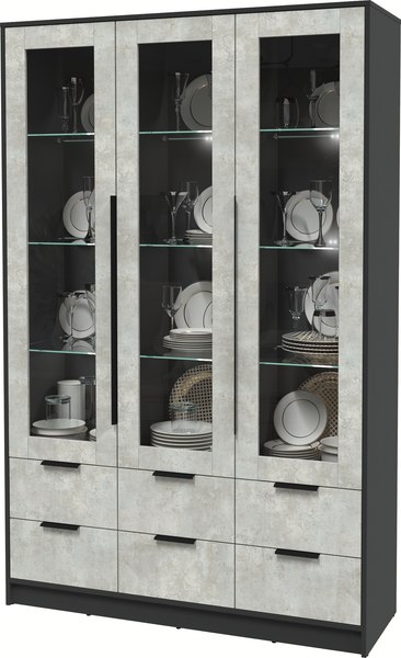 Шкаф с витриной Интерлиния Концепт КТ-ШВ3 с подсветкой