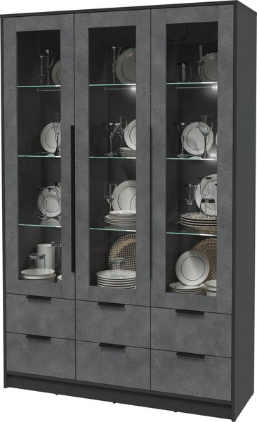 Шкаф с витриной Интерлиния Концепт КТ-ШВ3 с подсветкой