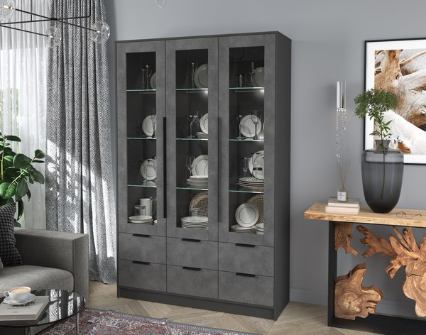 Шкаф с витриной Интерлиния Концепт КТ-ШВ3 с подсветкой