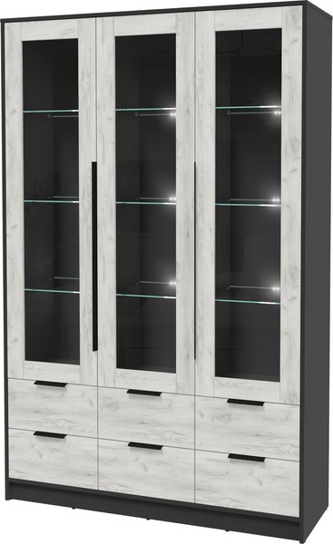 Шкаф с витриной Интерлиния Концепт КТ-ШВ3 с подсветкой - фото