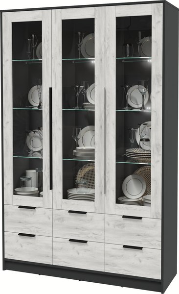 Шкаф с витриной Интерлиния Концепт КТ-ШВ3 с подсветкой