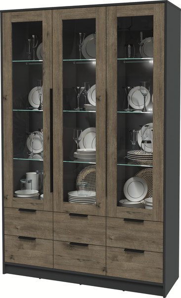 Шкаф с витриной Интерлиния Концепт КТ-ШВ3 с подсветкой